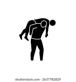 Silhouette of Lifeguard Rescuing Swimmer - Water Safety Hero