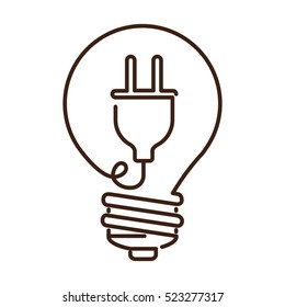 silhouette light bulb flat icon with plug shape