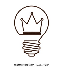 silhouette light bulb flat icon with crown inside