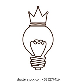 silhouette light bulb flat icon with top crown