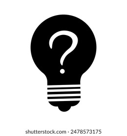 Silhouette of a light bulb with a question mark. Vector flat illustration for website and banner design