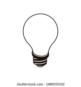 silhouette of light bulb in white background