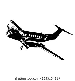 Silhouette eines leichten Propellerflugzeugs, Vektorgrafik