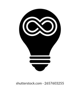 Silueta de una bombilla con un símbolo de infinito dentro del concepto de idea 1