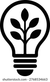 Silhouette lightbulb with plant sprout inside vector illustrator