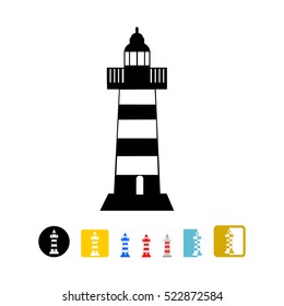 Silhouette lighthouse on a white background
