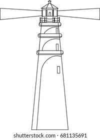 Silhouette lighthouse vector illustration black and white contour