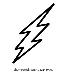 Silhouette of lightning icon. Outline silhouette of lightning vector icon for web design isolated on white background