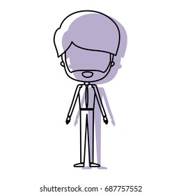 silhouette lilac color shadow of contour caricature faceless groom guy in wedding formal suit with beard and mustache vector illustration