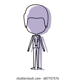 silhouette lilac color shadow of contour caricature faceless groom guy in wedding formal suit vector illustration