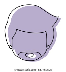 silhouette lilac color shadow of contour caricature closeup front view faceless man with van dyke beard vector illustration