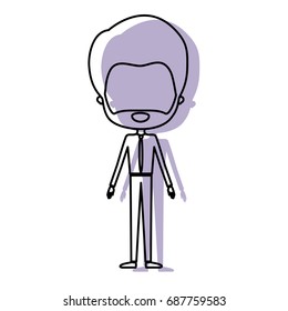 silhouette lilac color shadow of contour caricature faceless groom mature man in wedding formal suit with van dyke beard vector illustration