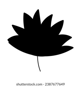 Silhouette of Lily flower, element of Thanksgiving day festive table decoration. Lily flower contour holiday symbol. Simple black shape vector icon isolated on white background