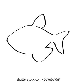 Silhouette Line Contour Fish Vector Illustration Stock Vector (Royalty ...