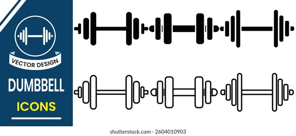 Silhouette of line and dumbbell weight vector design, Weight lifting dumbbell. Collection of Gym dumbbell vector. Dumbbell icon, vector set. Vector illustration.