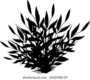 Silhouette of line grass isolated on white background. Vector illustration