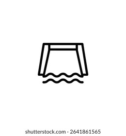 Silhouette line icon of a dam wall, showing a solid trapezoidal or rectangular wall section. Monochrome vector for engineering or water resource themes.