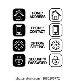Silhouette and linear icon collection design isolated on white background