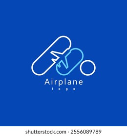 Silhouette lines Airplane logo vector