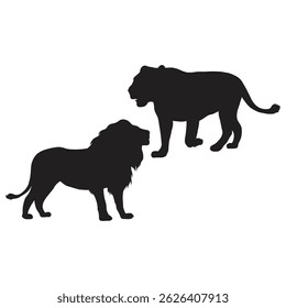 silhouette lion , silhouette of lion