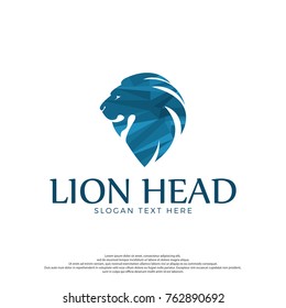 Silhouette Lion Head with abstract style design, flat style design isolated on white background