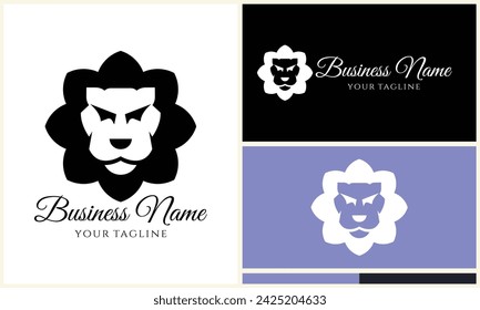 silhouette lion head logo template
