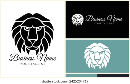 silhouette lion head logo template