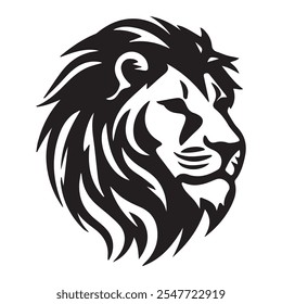 Silhouette lion head vector illustration