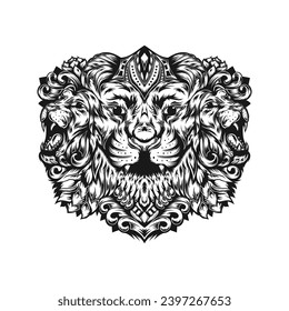 Silhouette  lion king face design vector