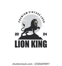 Silhouette Lion King Heraldry logo design vector illustration