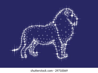 silhouette of lion made of stars