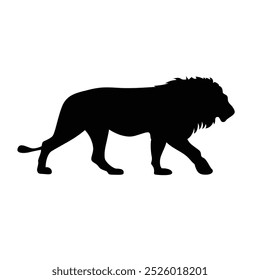 The silhouette of a lion. Original vector illustration in vintage style isolated on white background. Hand drawn, not AI