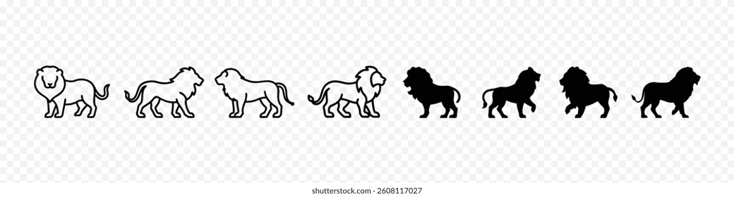 silhouette of a lion, A Powerful Lion Silhouette, Lions mascot logo, Royal king lion crown