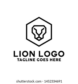 Silhouette Lion shield vector logo design template. Lion Head Logotype Premium and Luxury Creative Symbol.