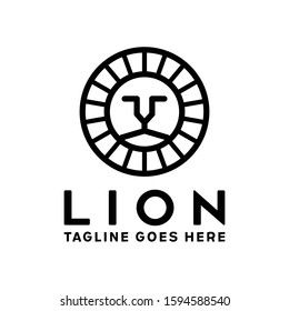 Silhouette Lion shield vector logo design template. Lion Head Logotype Premium and Luxury Creative Symbol.