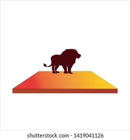 silhouette lion standing on a rectangular plate 