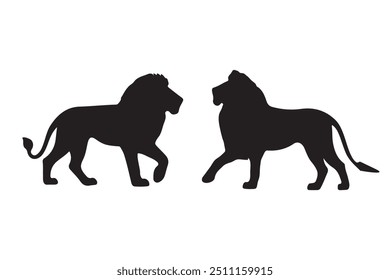 Silhouette lion vector art illustration