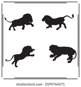 
Silhouette of Lion vector illustration on white background.