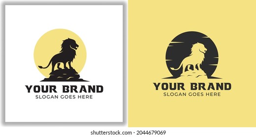 silhouette lion wildlife logo vector side view. symbol of courage, bravery and power icon vector