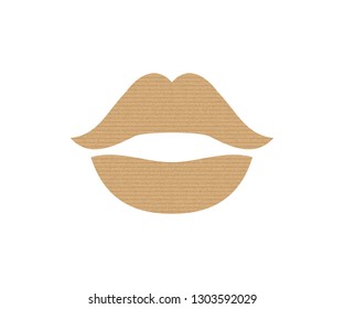 The silhouette of the lips out of cardboard. Vector illustration. Fashionable icon. Fashion and cosmetics.
