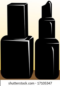silhouette of lipstick and nail polish 	