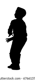 Silhouette of a little boy dancing