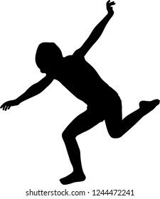 Silhouette of a little boy jumping