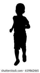 Silhouette Little Boy Running Stock Vector (Royalty Free) 619862465 ...