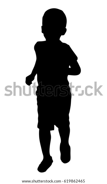 Silhouette Little Boy Running Stock Vector (Royalty Free) 619862465