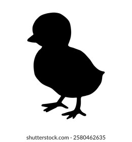 Silhouette little chick. Black silhouette of chick or nestling vector illustration isolated on white