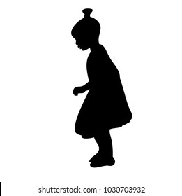 Silhouette Little Girl Stock Vector (Royalty Free) 1030703932