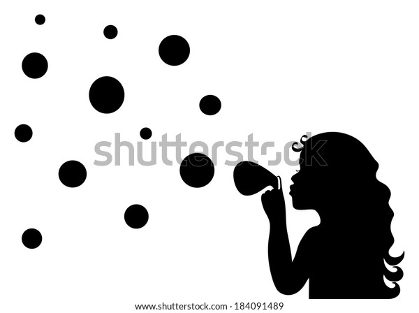 Silhouette Little Girl Blowing Soap Bubbles Stock Vector (royalty Free 