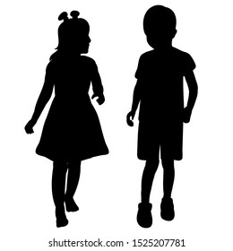 Silhouette Little Girl Boy Stock Vector (Royalty Free) 1525207781 ...