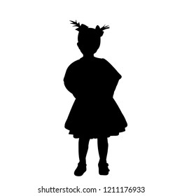 silhouette little girl dancing